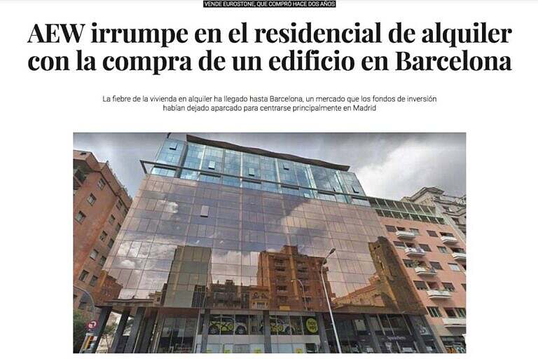 TC Gabinete Inmobiliario asesora a Eurostone en la venta de un edificio residencial en Barcelona, ubicado en Vía Augusta 59